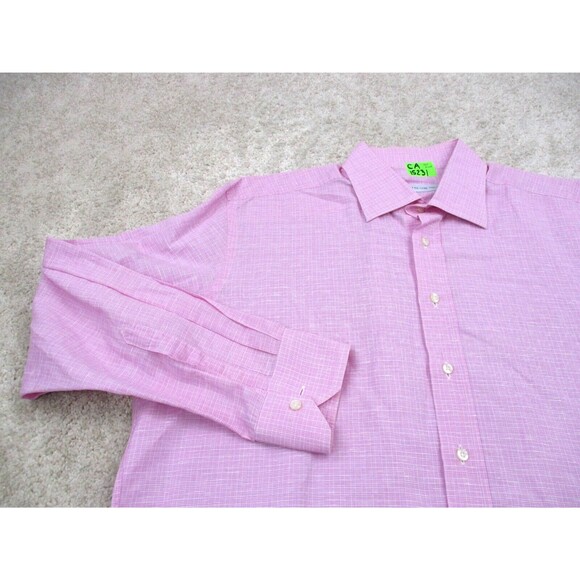 ETRO Shirt Men 42 Extra Large Pink Plaid Casual Long Sleeve Button Up Italy * - Picture 3 of 12